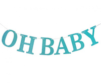 #DEGI Girlanda papierowa brokatowa B&G Oh Baby, jasnoniebieska, DIY, 300 cm