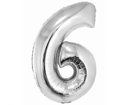 #BFC28 Balon foliowy Smart, Cyfra 6, srebrna, 76 cm