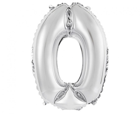 #BFC56 Balon foliowy "Cyfra 0", srebrna, 35 cm KK