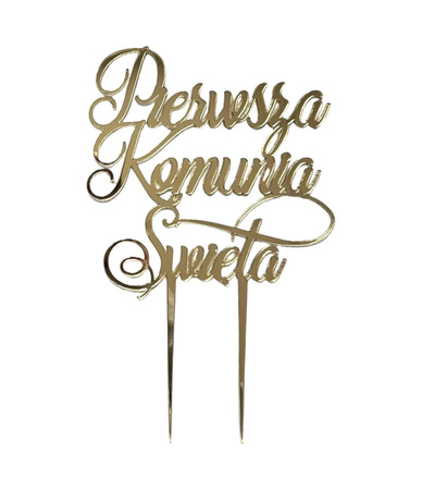 Topper "Pierwsza Komunia Święta" ZŁOTY elegancki