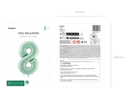 Balon foliowy Cyfra ''8'', 72cm, zieleń