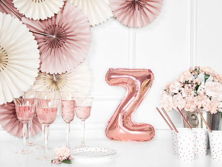 Balon foliowy Litera ''K'', 35cm, różowe złoto