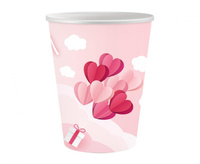 #ZKU_GD Kubeczki papierowe Kolekcja Love Is In The Air (różowe), 250 ml/ 6 szt. KK