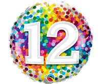 #BFK Balon foliowy 18" QL RND Tęczowe konfetti 12 KK