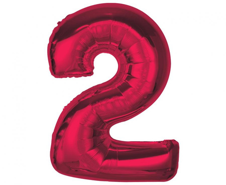 #BFC39 Balon foliowy Smart, cyfra 2, czerwona, 92 cm  KK