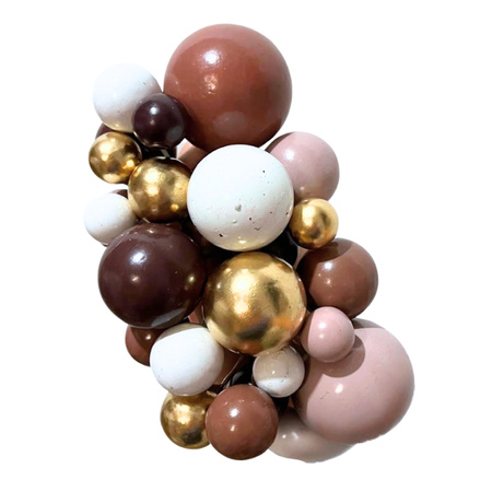 Toppery na tort kule na piku BIAŁO ZŁOTO BRĄZOWE