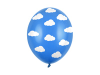 Balony 30cm, Chmurki, Pastel Corn. Blue (1 op. / 6 szt.)