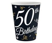 #ZKU_GD Kubeczki papierowe B&C 50 Birthday, 250 ml/ 6 szt.