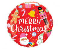 #BFK Balon foliowy 18" QL RND "Merry Christmas" (świąteczne ozdoby) KK