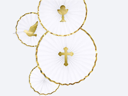 Toppery na tort I Komunia Święta Chrzest, złoty, 31,5cm