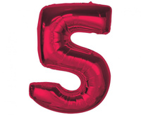 #BFC39 Balon foliowy Smart, cyfra 5, czerwona, 92 cm AA