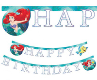 #DEBA Banner Happy Birthday Ariel Curious Decorata Party Disney FSC