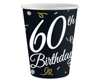 #ZKU Kubeczki papierowe B&C 60 Birthday, 250 ml/ 6 szt.