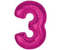 #BFC36 Balon foliowy Smart, cyfra 3, różowa, 92 cm  KK