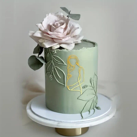 Linearny decor topper na bok tortu KOBIETA W CIĄŻY BABY SHOWER 