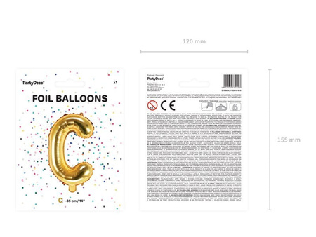 Balon foliowy Litera ''C'', 35cm, złoty