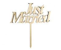 #DETO Dekoracja drewniana na tort Just Married, 13x14 cm KK