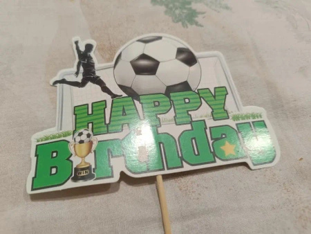 Urodzinowy topper na tort Happy Birthday PIŁKA N0ŻNA BRAMKA PIŁKARZ