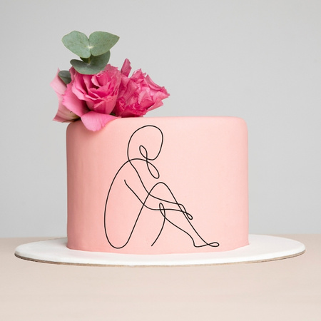 Topper decor na bok tortu linearny SYLWETKA KOBITY KOBIETA WZ.I