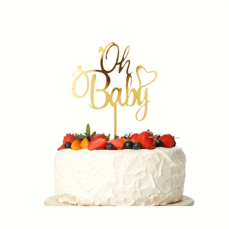 Akrylowy topper na tort OH BABY 15x10 cm Gender reval Baby Shower