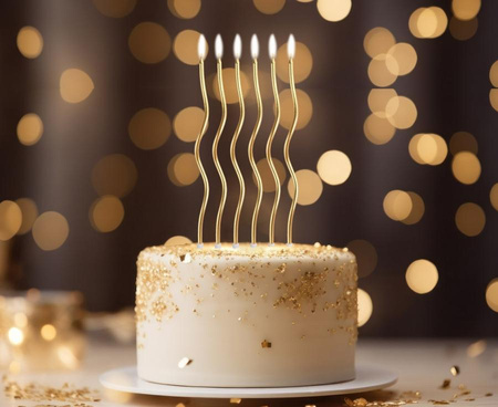 Dekoracja na tort ZAKRĘCONE ŚWIECZKI URODZINOWE długie 16 cm 6 szt.