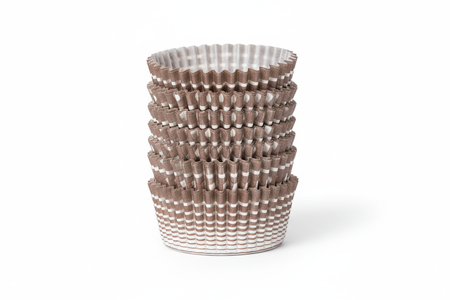 Biało brązowe papilotki do cake popsów pralin makaroników 23x16,5 mm 50 szt.