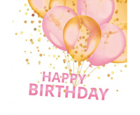 #ZSE Serwetki papierowe Gold&Pink Balloons Happy B-day, 33 x 33 cm, 20 szt.