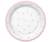 #ZTA Talerzyki papierowe Baby Shower Pink, 18 cm,  8 szt.