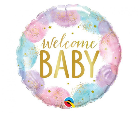 #BFK Balon foliowy 18" QL CIR "Welcome Baby - Watercolor" KK