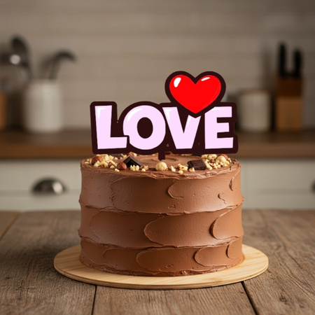 Topper na bento cake 9x12 cm LOVE WALENTYNKI