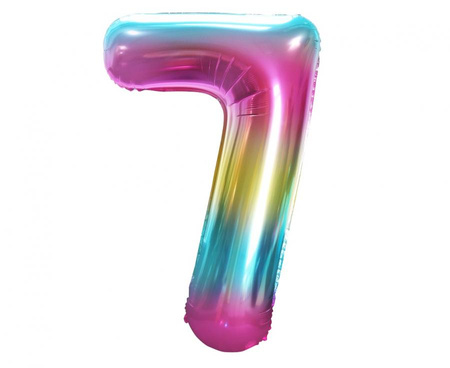 #BFC47 Balon foliowy B&C Cyfra 7, tęczowa, 85 cm  AA