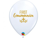 #BL Balon QL 11" z nadr. First communion, biały/ 25 szt. KK