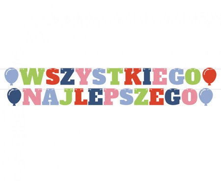 #DEGI Girlanda Wszystkiego Najlepszego, 4 baloniki, 2x300 cm