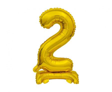 #BFC10 Balon foliowy B&C Cyfra stojąca 2, złota, 38 cm