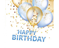#ZSE Serwetki papierowe Gold&Blue Balloons Happy B-day, 33 x 33 cm, 20 szt.