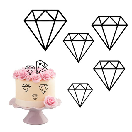 Toppery decory na tort DIAMENTY 5 szt. MIX