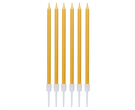 #SU Świeczki B&C metaliczne złote, 13.5x0.4 cm, 6 szt.