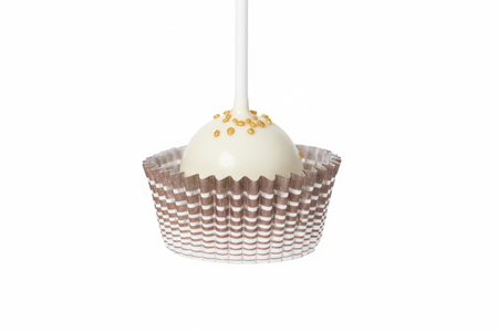 Biało brązowe papilotki do cake popsów pralin makaroników 23x16,5 mm 50 szt.