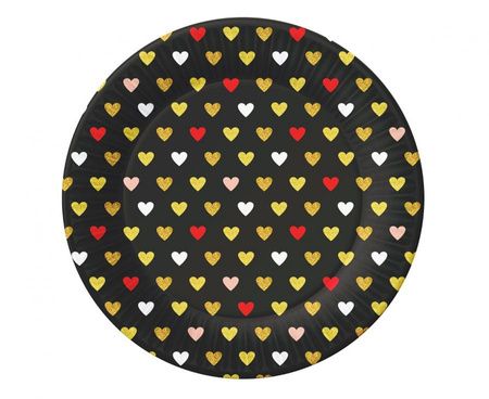 #ZTA_GD Talerzyki papierowe Kolekcja XOXO (czarne), 18 cm/ 6 szt. KK