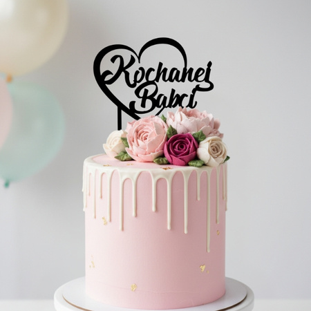Topper na tort KOCHANEJ BABCI 16 cm + personalizacja koloru