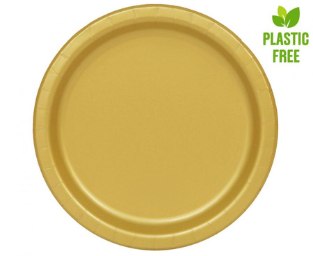 #ZTA Talerzyki papierowe, złote, 23 cm, 16 szt. (plastic-free)