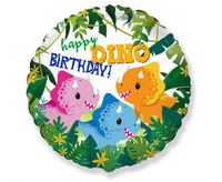 #BFK Balon foliowy 18" FX - Happy Birthday - Dino, pakowany KK