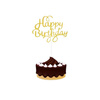 Papierowy topper na tort HAPPY BIRTHDAY ZŁOTY BROKATOWY WZ.I