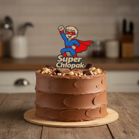 Topper na tort 16x9 cm SUPER CHŁOPAK DZIEŃ CHŁOPAKA WZ.II