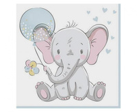 #ZSE Serwetki Baby Elephant with Blue Ballon, 33x33 cm, 20 szt.