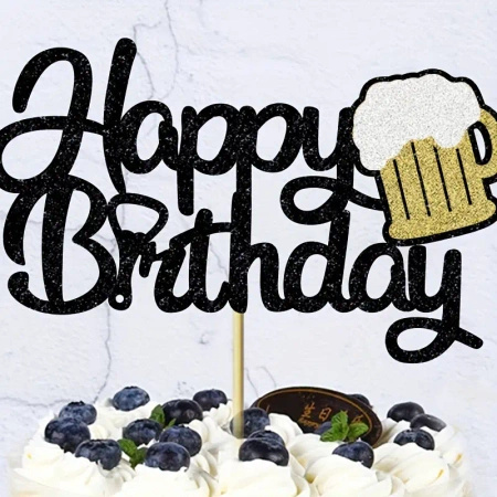 Papierowy topper na tort HAPPY BIRTHDAY KUFEL PIWA