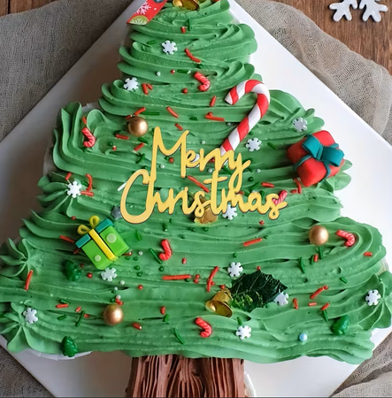 Akrylowy decor topper na bok tortu bento cake MERRY CHRISTMAS ZŁOTY