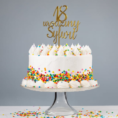 Topper na tort personalizowany Cyfra + urodziny + imię