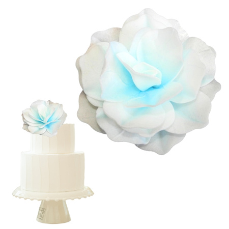 Dekoracja waflowa RÓŻA Pastella CIENIOWANA NIEBIESKA Rose Decor