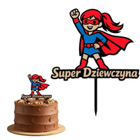 Topper na tort 15x10 cm SUPER DZIEWCZYNA DZIEŃ KOBIET DZIEŃ DZEWCZYNY WZ.I
